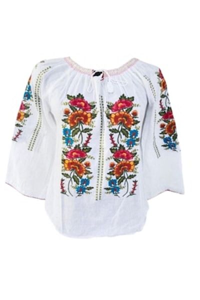 OEM Bluza tip ie dama, Model Traditional, Bumbac, Maneca Lunga, Broderie Multicolor, Marime 3XL