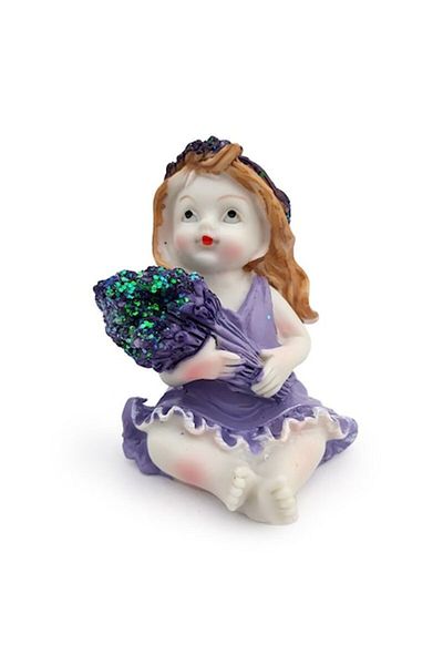 OEM Resin statuette depicting a girl with lavender, 8x9 cm