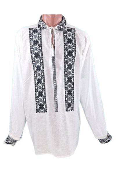 OEM Ie Traditionala Barbati, Maneca Lunga, Bumbac, Broderie Negru, Marime XL
