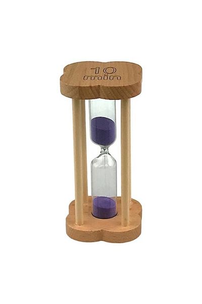 OEM Nisipitor în formă de floare din lemn cu marcaje de 10 minute, 6x12 cm, maro-albastru