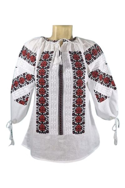 OEM Women's Blouse - Traditional Model Embroidery Black-Red, Cotton, 3/4 Sleeve, Size XL