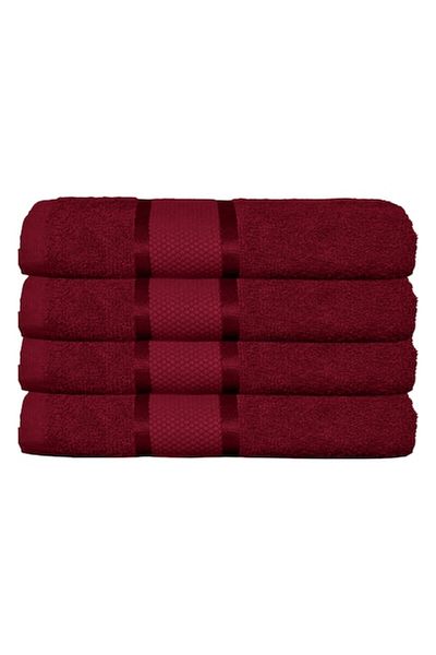 OEM Set 4 bath towels, Cotton, Uni, 400g/m², 70x140cm, Bordeaux