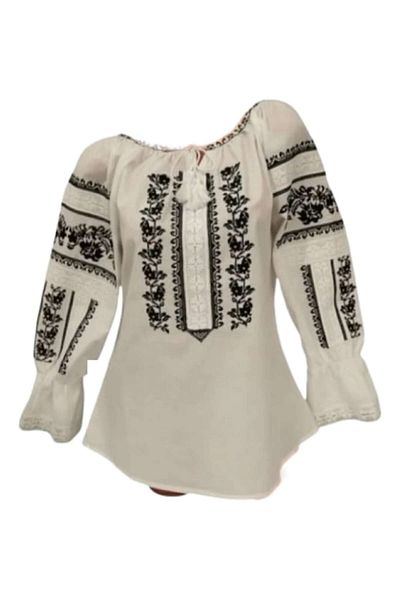 OEM Ie dama, traditionala, bumbac, Alb-negru, marimea S