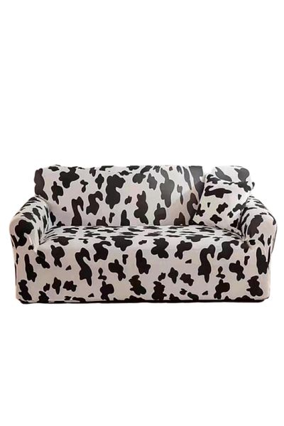 OEM Husă elastică pentru canapea, Comfort, imprimeu bicolor, M-2 locuri, 145-185cm, alb-negru