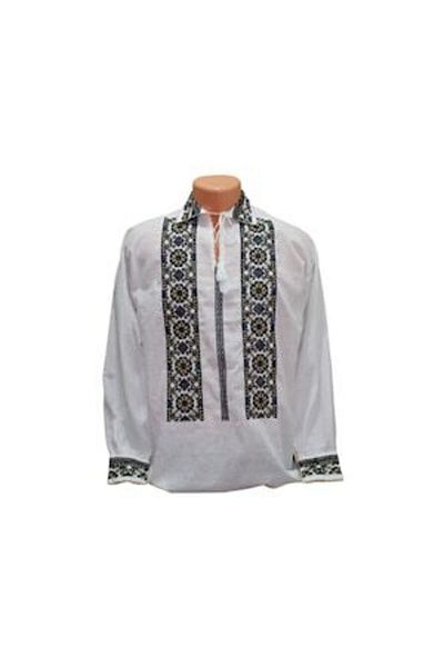 OEM Men's Blouse Type Ie, Traditional Model, Beige-Black Embroidery, Long Sleeve, Cotton, Size S