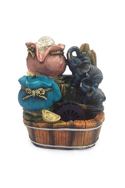 OEM Fantana din rasina cu 2 elefanti, 18 X 21 cm