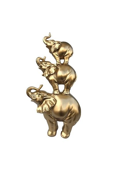 OEM Resin decoration representing three stacked elephants, 21x39 cm