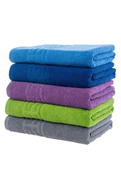 OEM Set 5 prosoape de baie, Bumbac, Uni, Bordura Greceasca, 500g/m², 70x140cm, M8, Multicolor
