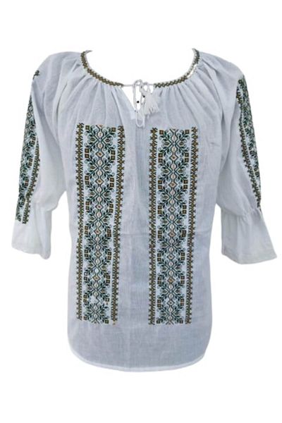 OEM Women's Blouse, Cotton, Traditional Model, Multicolor Embroidery, 3/4 Sleeve, Size L