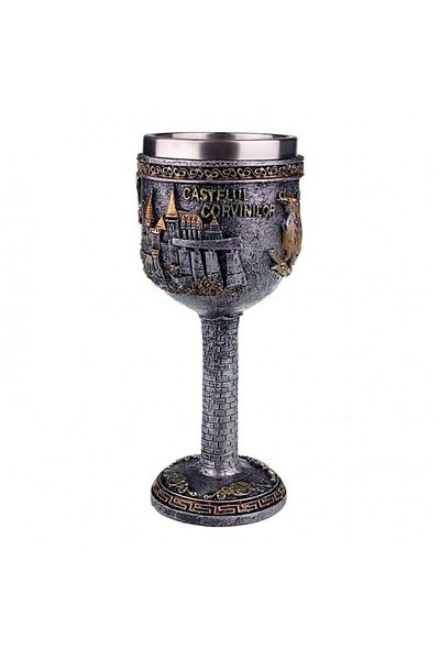 OEM Pocal din rășină cu interior metalic cu Castelul Corvinilor, 8x18 cm Multicolor M3
