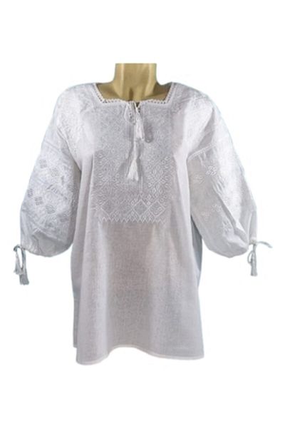 OEM Ie Dama, Bumbac, Broderie Alb, Model Traditional, Maneca 3/4, Marime XL