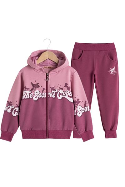 SETTY KOOP Girls' Unicorn Tracksuit - Hoodie and Jogger Set with 'The Secret Code' Print