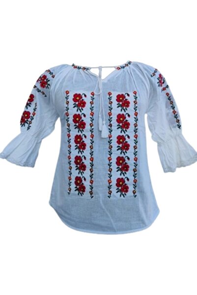 OEM Traditional Women's Blouse, Cotton, Red-Yellow, Size M