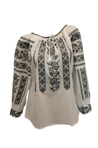 OEM Traditional blouse for women, Black-White, size 2XL