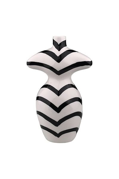 OEM Ceramic Vase in Silhouette Shape, 16x27 cm, White-Black