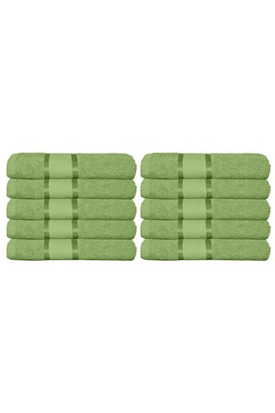 OEM Set of 10 bath towels, Cotton, Plain, 400g/m², 70x140cm, Orange Green