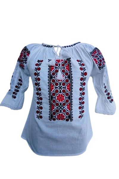 OEM Traditional Women's Blouse, Cotton, Black-Red, Size 3XL
