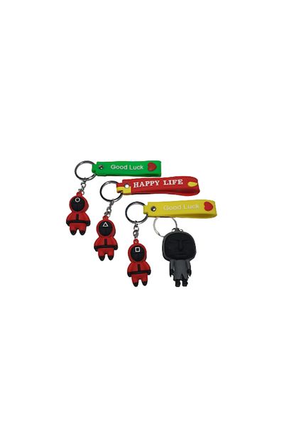 OEM Set 3 Breloc cu figurina Squid Game, Patrat, Cerc, Triunghi, Boss 6cm