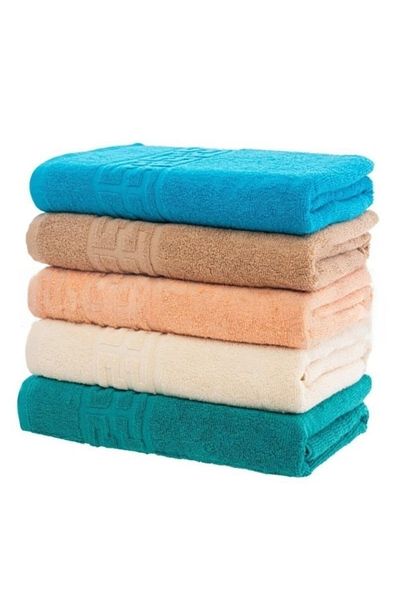 OEM Set 5 prosoape de baie, Bumbac, Uni, Bordura Greceasca, 500g/m², 70x140cm, M17, Multicolor