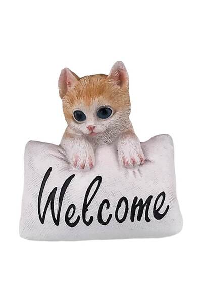 OEM Resin Decoration in the Shape of a Cat with Welcome Text, 10x10 cm