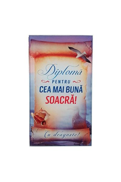OEM Placă de sticlă pentru diplomă, dedicatie soacră/socru, M6, 10x17cm