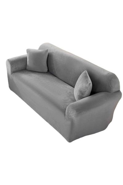 JOJO HOME Elastic Sofa Cover, Jojo Home, Velvet, Solid Color, L-3 Seats, 180x230cm, Light Grey