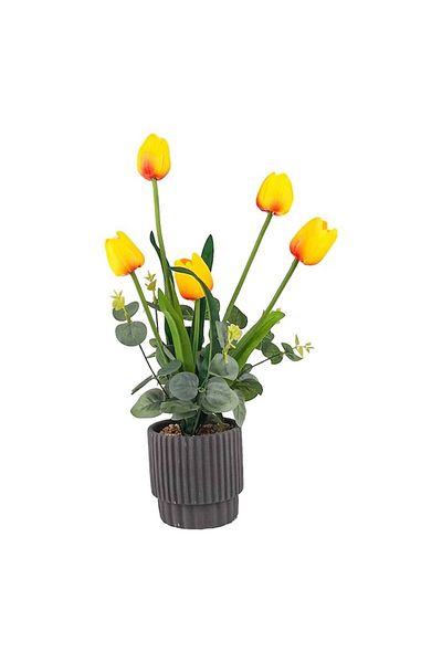 OEM Ceramic Pot with Plastic Tulips, 15x40 cm, Multicolor, M3