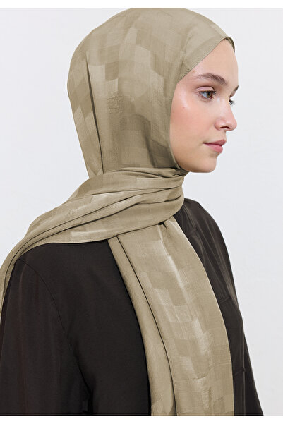 Freshscarfs Nori Silky Jacquard Shawl Natural Beige