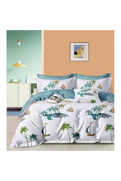 OEM Bed Linen Set, Exotic Print, 4 Pieces, 230x250cm, Cotton, Multicolor