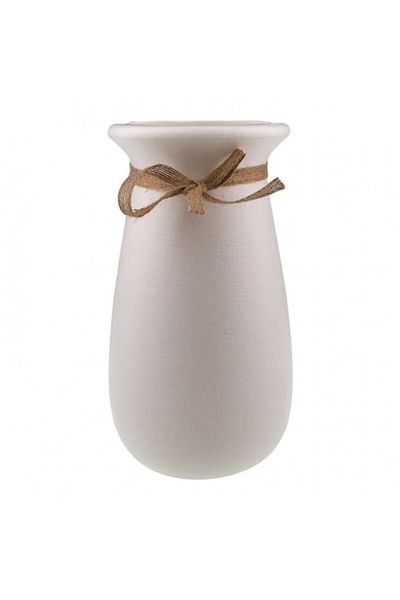 OEM Vază din plastic cu panglică 13x25 cm bej