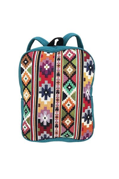 OEM Textile backpack with geometric and floral print, 30x37 cm