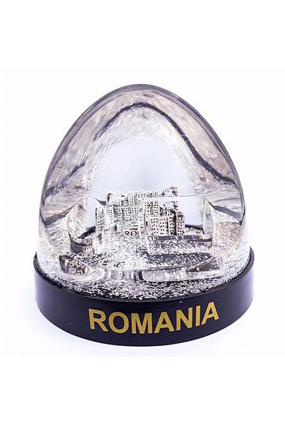 OEM Plastic globe with liquid, with the Palace of Parliament, silver, 9x18cm
