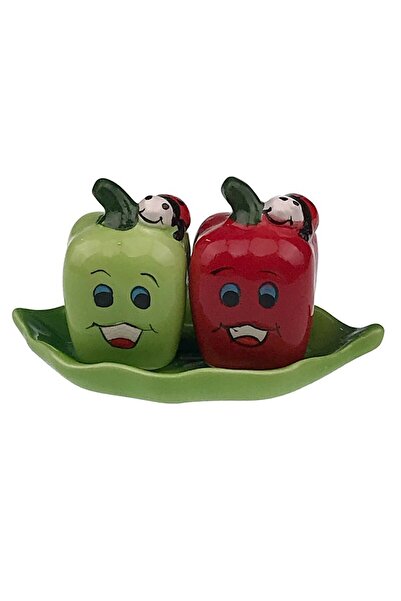 OEM Ceramic Salt/Pepper Shaker, Vegetables/Fruits Design, 14x9cm, Multicolor - Bell Pepper