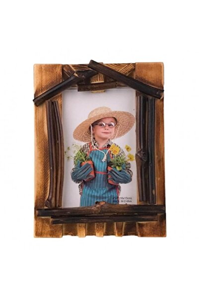 OEM Ramă foto din lemn cu crengi, în formă de casă, 16x21 cm