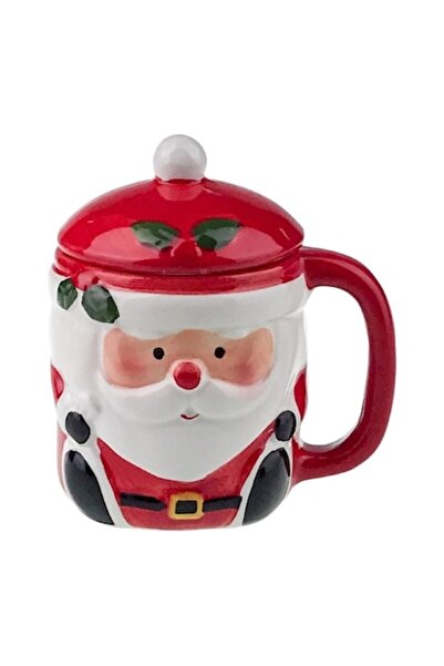 OEM Cană ceramică cu capac și Moș Crăciun, 8x12 cm
