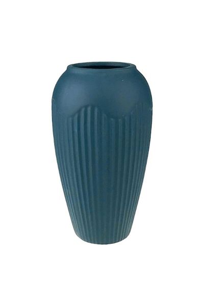 OEM Vaza din ceramica cu dungi.12x23 cm albastru