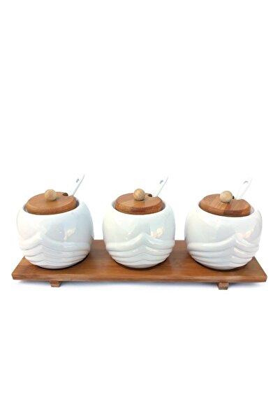 OEM Set de bucătărie, dozator de ulei de măsline format din 3 piese cu suport din lemn, 30x12cm