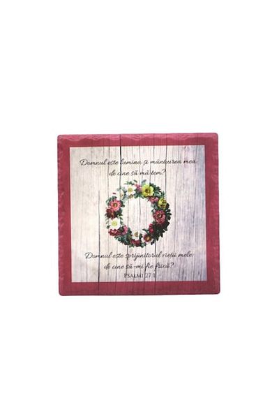 OEM Ceramic pot stand with cork backing, Biblical inscriptions, M3, 20x20 cm