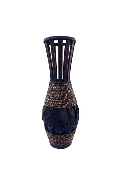 OEM Rattan Vase with Woven Details and Rope, 44cm