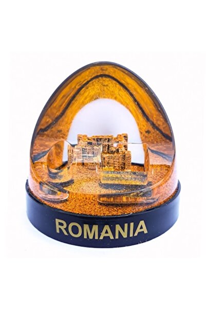 OEM Glob din plastic cu lichid, cu Palatul Parlamentului, auriu, 9x18cm