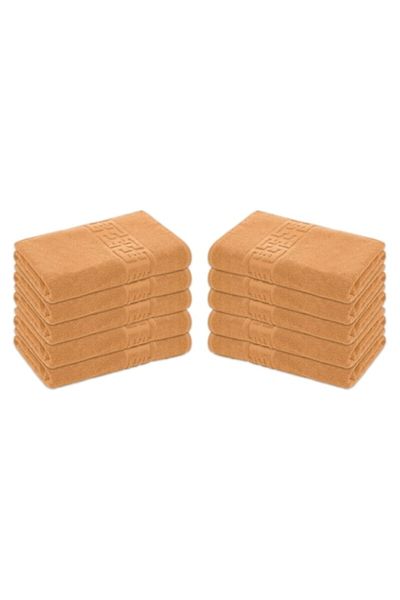 OEM Set 10 prosoape de baie, Bumbac, Bordura Greceasca, 500g/m², 70x140cm, Cappuccino