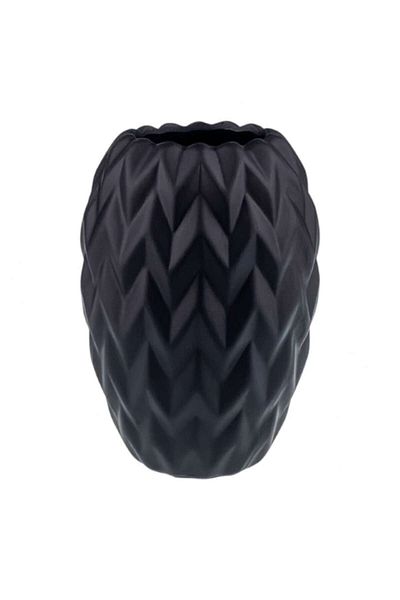 OEM Vază ceramică cu design romb 15x25 cm Neagră