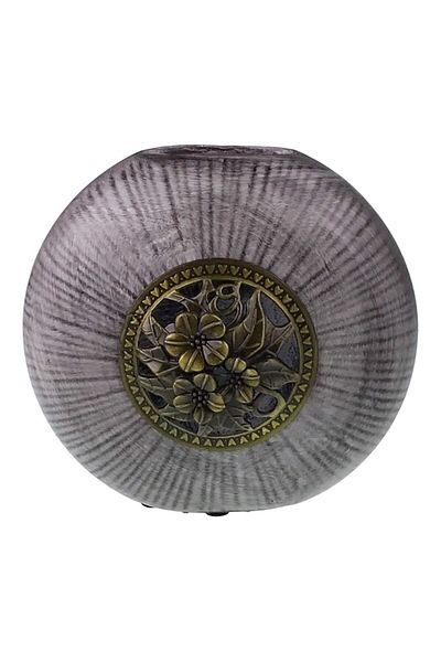 OEM Vază ceramică cu stropi și ornamente metalice 16x16 cm M2