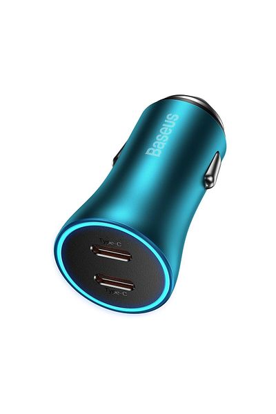 Baseus Ładowarka samochodowa Golden Contactor Pro 2x USB-C 40W - niebieski