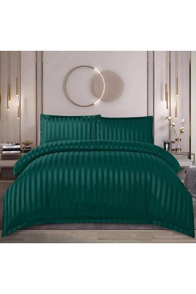 OEM Double Bed Linen Set, Uni, Damask, 4 Pieces, 2 Persons, 180x200cm, Emerald Green