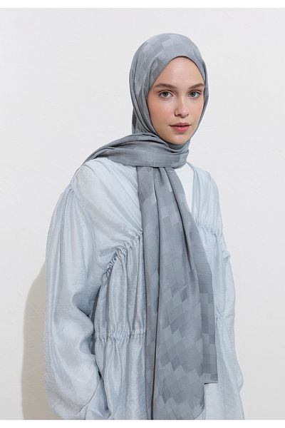 Freshscarfs Nori̇ Silk Jacquard Shal Blue-Grey
