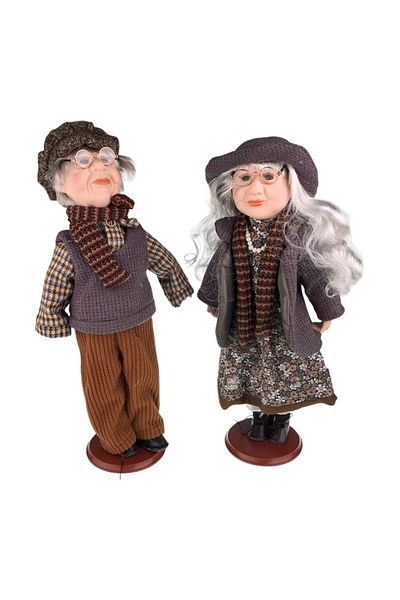 OEM Set 2 decorative figurines, grandfather and grandmother, 25x41 cm, ceramic, multicolor, M1