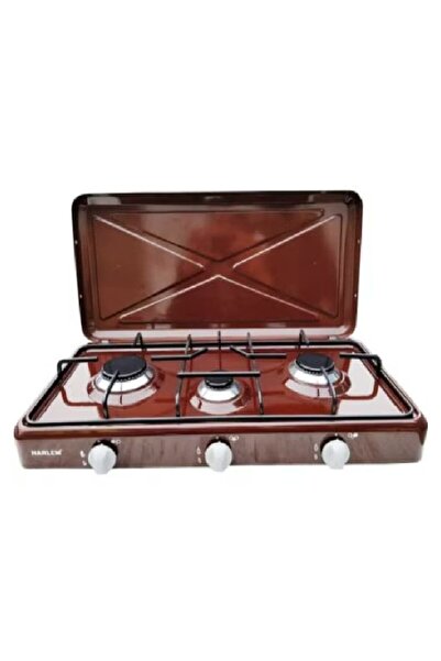 Rovitech Enamel gas stove with 3 burners for gas, 0.9 kW, 1.5 kW, 1.9kW, Maroon