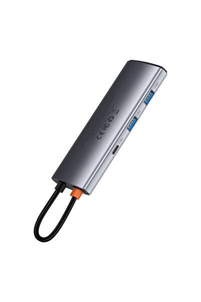 Baseus Hub USB multifuncțional 7-în-1 tip C, HDMI, cititor de carduri TF PD, gri