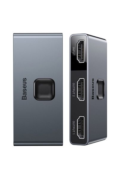 Baseus Przełącznik rozdzielacz splitter switch HDMI 2x HDMI 4K 30 Hz dwukierunkowy szary